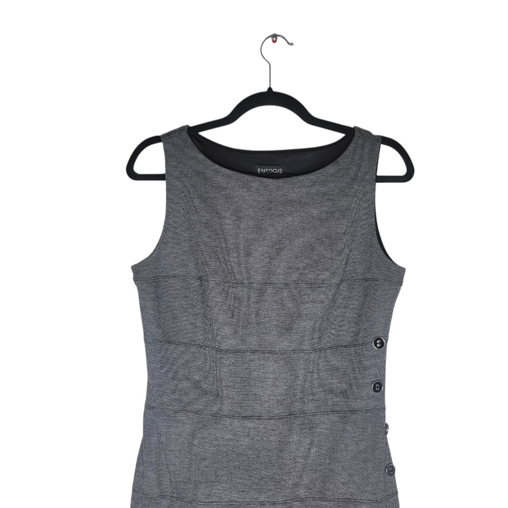 En Focus Studio Dress 10 Gray Knit Stretch Flouncy Hem Career Work Office Siren - Picture 2 of 6